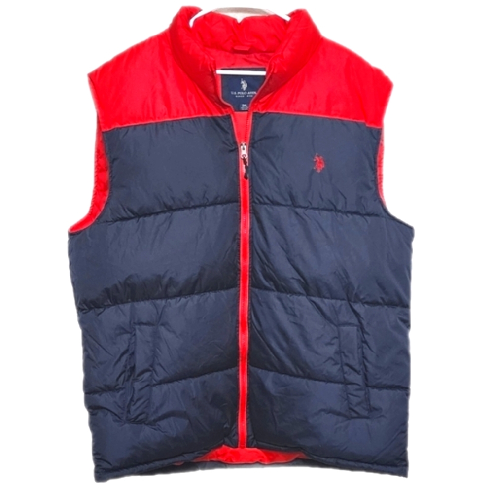 U.S. Polo Assn Puffer Vest Blue and Red, Men's Size 2XL with 3 Pockets